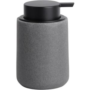 Clasin Home Resin Hand Soap Dispenser with Easy-to-Press Pump, Refillable Liquid Soap Dispenser with Sandstone Like Finish, Waterproof Bottle Labels for Bathroom Kitchen Dish Lotion (Gray, 10 oz)