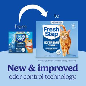 Fresh Step Advanced Extreme Clump Multi Cat Clumping Litter with Febreze Freshness, Mountain Spring Scent, Ammonia Block Technology, Low Dust, Low Tracking, 18.5 lb. Box, Pack of 2 | Forms Tight Clumps, Easy To Scoop, Scented, Ammonia Block Technology, Low Dust, Compatible with Most Auto Litter Boxes
