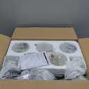 9MMML 5 Lights Glass Chandelier,Modern Kitchen Island Lighting Black and Gold Metal Dining Room Light Fixture for Living Room Foyer,E26