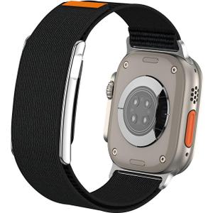 Nylon Sport Combo Band with Metal Bumper Case for WHOOP 5.0 & Apple Watch, Adjustable Dual-Device Replacement Strap for 42/44/45/46/49mm