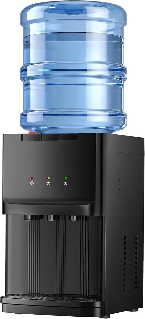 Euhomy Top Load Water Dispenser for 3 or 5 Gallon Bottles, Countertop Water Cooler with 3 Temperatures, Hot & Cold Water with Child Safety Lock, for Home, Office, Kitchen
