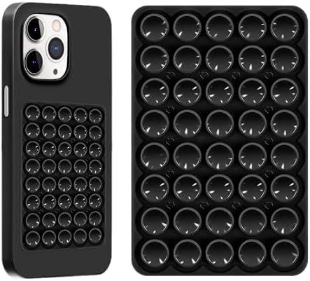 Silicone Sticky Phone Grip, Adhesive Suction Cup Phone Case Mount, Phone Grip with Strong Suction for Cellphone, Non Slip Hands-Free Phone Accessories Holder for Selfies and Videos (1pc-Black)