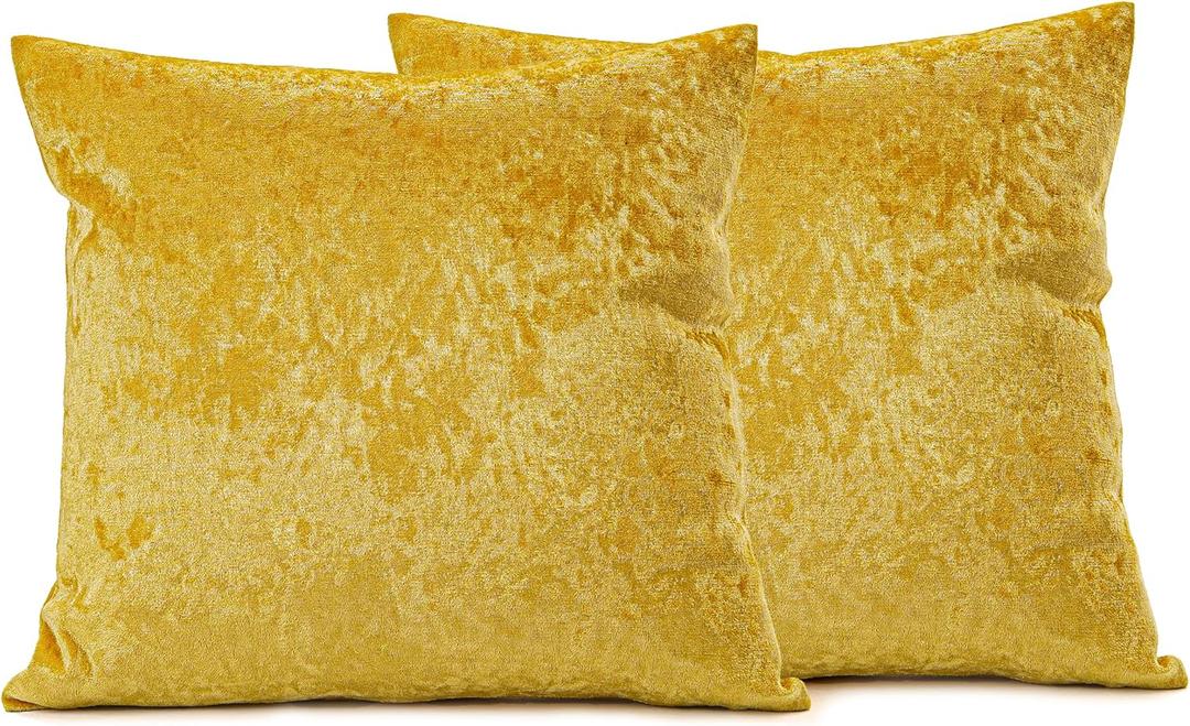NiNi ALL Decorative Throw Pillow Covers Pack of 2, Velvet Throw Pillow Cases for Couch Pillows Cover Bedroom Living Room Outdoor Pillow Covers 18x18 Inch Gold
