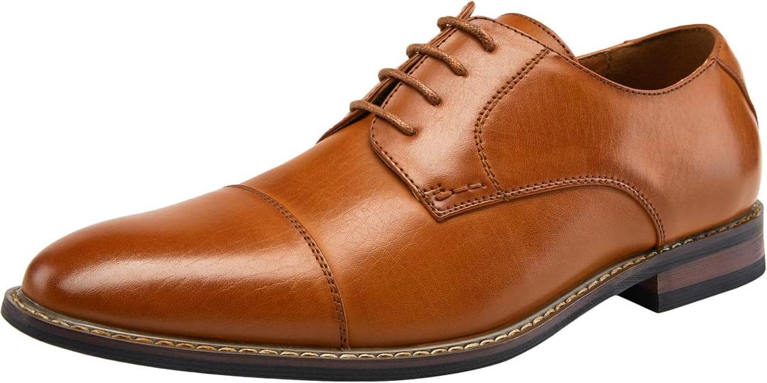 Jousen Men's Dress Cap Toe Shoes Wingtip Brogue Oxfords for Men Business Formal Derby Shoes