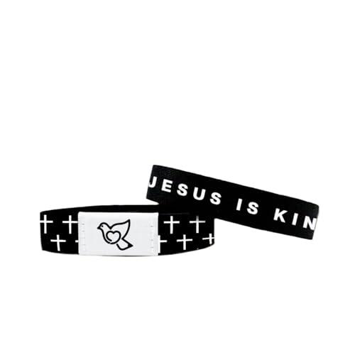 kumamart Bible Verse Bracelets With NFC，Wearable Christian Bracelet Daily Verse Bracelet Scripture Bracelets Religious Halloween, Christmas Gifts For Men Women Teens(Black) Pack of 4