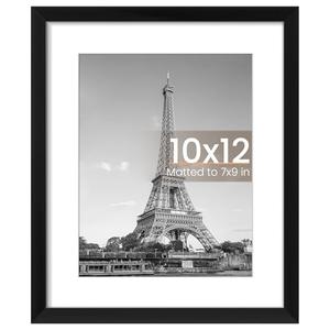 upsimples 10x12 Picture Frame, Display Pictures 7x9 with Mat or 10 x 12 Without, Wall Hanging Photo Frames, Black, 1 Pack