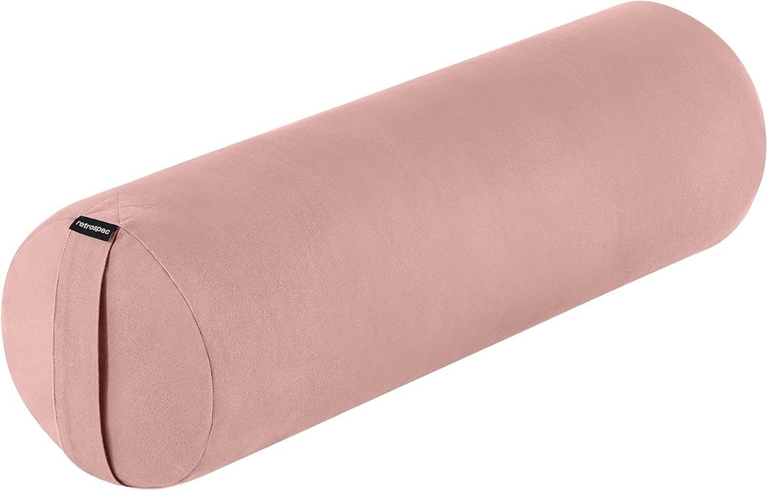 Retrospec Retrospec Sequoia Yoga Bolster Pillow - Meditation Cushion for Yoga Practices - Includes Machine Washable 100% Cotton Cover & Durable Carry Handle (Round, Blush)
