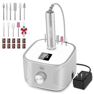 Kredioo Nail Drill Professional Electric 35000RPM Nail Drill Machine Kit Remove Gel Nails Acrylic Polish Thick Toe with 11 Sanding Bits E File Set (Gold)