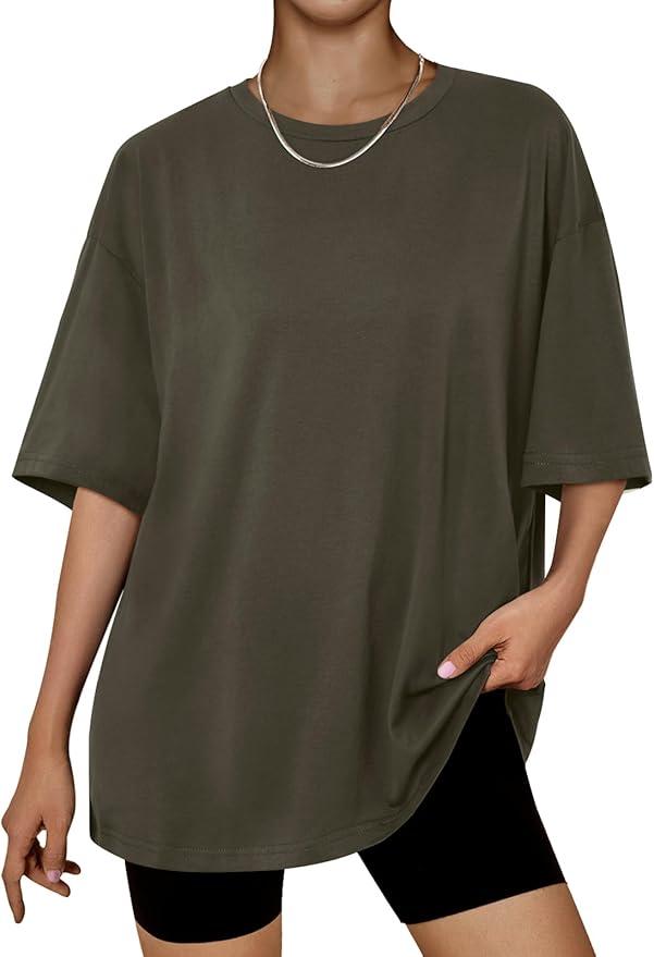 Trendy Queen Womens Oversized Summer T Shirts Fashion Workout Plus Size Tops Short Sleeve Beach Vacation Gym Clothes 2025(3XL)