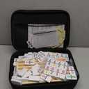 Mexican Train Dominoes Set with Numbers and 4 Wooden Trays/Racks, Double 12 Dominos Travel Set with 4 Tiles Holders, 91 Tiles Double 12 Colored Dominoes Game Set with Portable Case for Families Kids
