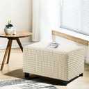 MAXIJIN Stretch Ottoman Cover Rectangular Ottoman Slipcovers for Footstool with Elastic Band Square Folding Storage Stool Furniture Protector Removable Washable (Large, Beige)