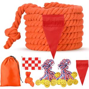 Syhood Tug of War Rope Sets Field Day Family Party Games for Adults Outdoor Carnival Birthday Party Camping Picnic Yard Backyard Lawn Team Building Summer Activities (Orange, 20')