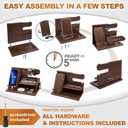 TESLYAR Wood Phone Docking Station for Men - Desk or Nightstand Organizer - Birthday Gifts for Husband, Dad - Anniversary Idea from Wife - Key Holder, Stand Wallet, Watch & Essentials (Bourbon Brown)