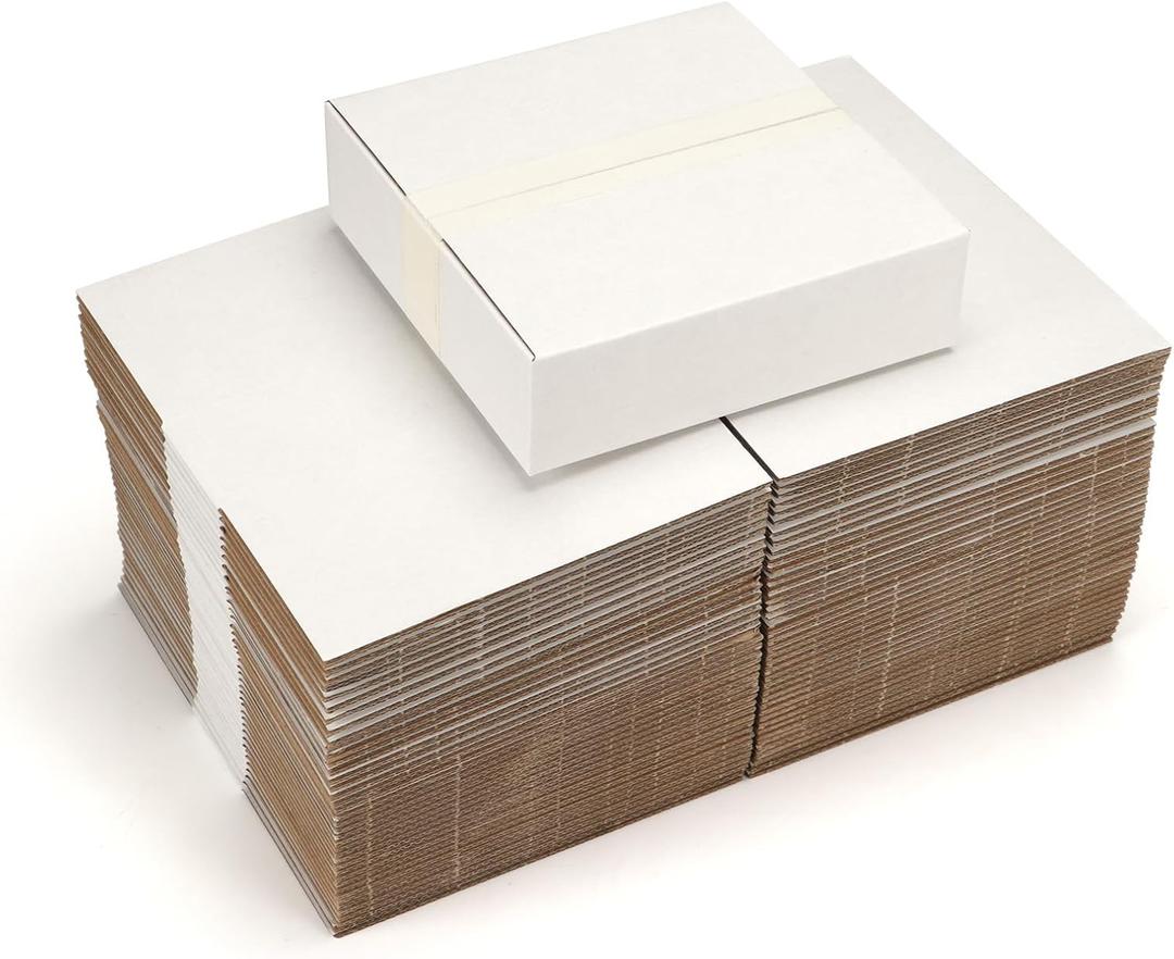 7x7x2 Shipping Boxes Set of 40, 3 Layers White Corrugated Cardboard Small Business Packing Box for Mailing