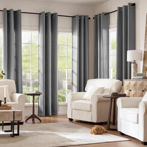  Linen Textured Blackout Curtain 84 Inches Long for Living Room Room Darkening Thermal Insulated Grommet Top Window Drape for Bedroom 38x84 Grey 1 Panel