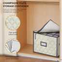 VERONLY Champagne Flute Storage Box,Quilted Stemware Storage Box Shell, Stackable Champagne Glass Container,Wine Glass, Crystal Glassware, Drinkware Case for Moving Transport (Beige)