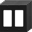[5 Pack] BESTTEN 2 Gang Black Decorator Wall Plate, Standard Size, H4.53 x W4.57, Unbreakable Polycarbonate Outlet and Switch Cover, UL Listed