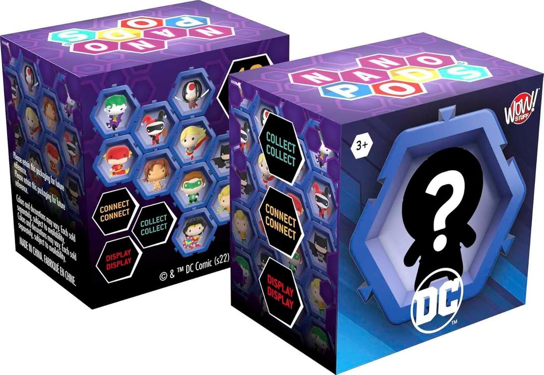 Mattel NANO PODS Connectable Collectable DC Universe Surprise Toy Character Figures Inside Attached Pod, Connect to Other (HTR29) (Pack of 3)