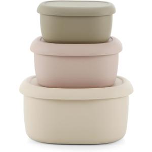 Emptycolor 3 Pack Silicone Snack Containers with Lids Reusable Silicone Food Storage Containers, Leak Proof Stackable Bento Lunch Box for Adults, Microwave, Dishwasher and Freezer Safe