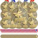 Quelay 60 Pcs Gold Award Medals with Neck Ribbons 2 Inch Winner Medals Awards Bulk Metal Trophy Award Prize Gift for Adult Competitions Education Tournaments Event