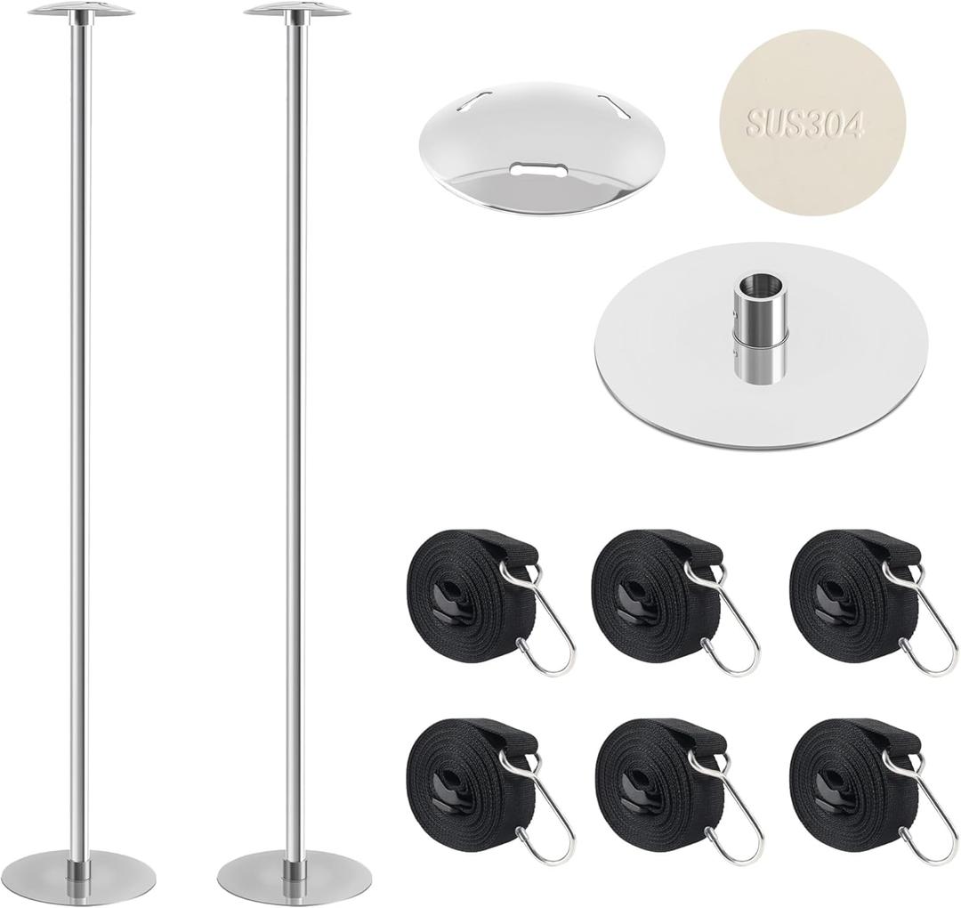 Boat Cover Support Poles with Metal Base, Height Adjustable Stainless Steel Pontoon Boat Cover Support Poles (Adjustable Height-2 Pack)