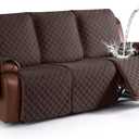 KinCam Waterproof Recliner Sofa Cover, Non-Slip Reclining Couch Covers for 3 Seat, Recliner Couch Cover Furniture Protector with Elastic Straps for Pets, Kids, Chocolate
