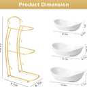 Fruit Bowl for Kitchen Counter - 3 Tier Ceramic Fruit Basket with Gold Metal Stand, Fruit Holder for Snacks, Nuts, Cakes, Desserts, Bread, Candy Storage, 10.6"L x 7.5"W x 14.2"H
