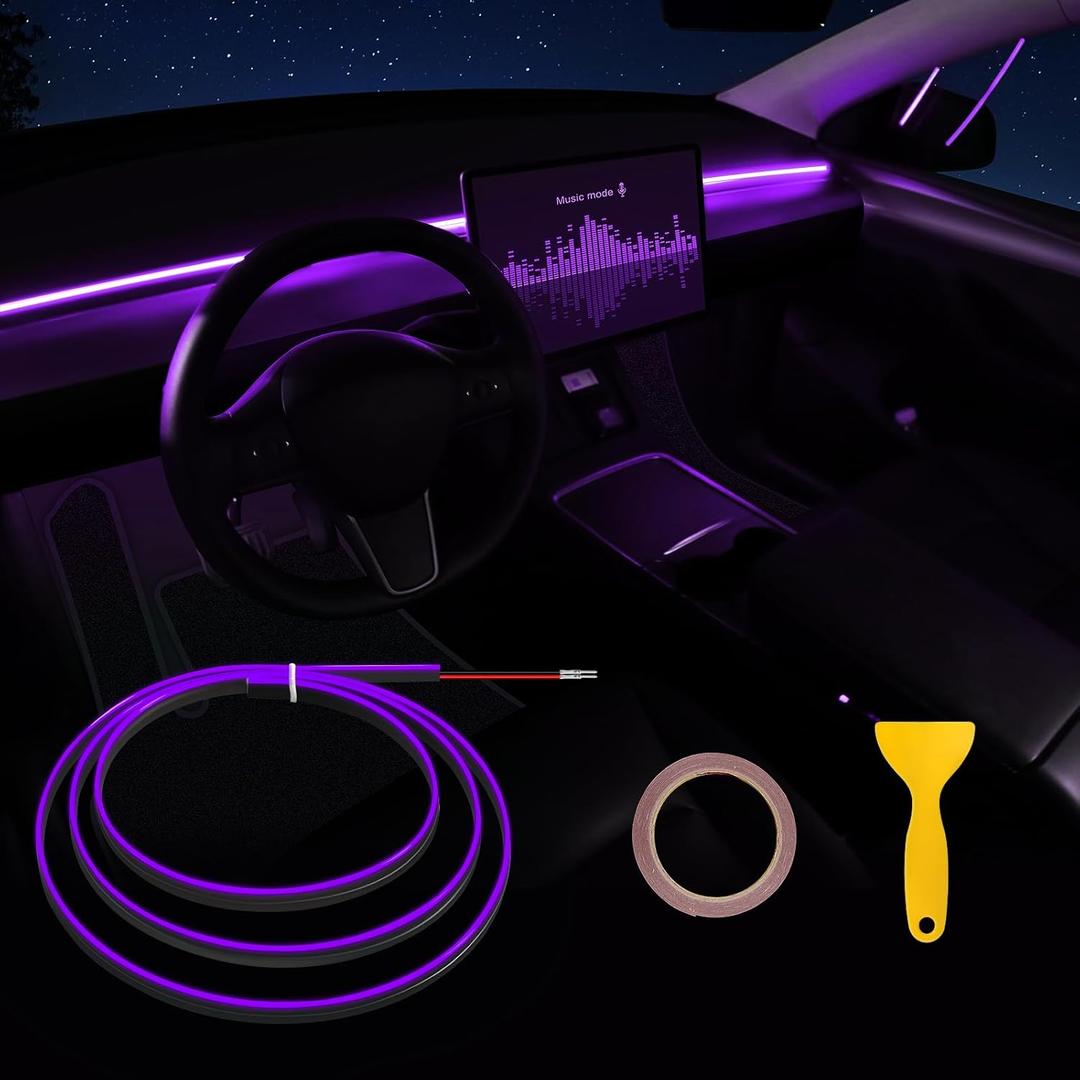 Acrylic Interior Car LED Strip Light with 6mm Sewing Edge - 43.3 inches Ambient Lighting Kits, Neon LED Strip Light(110CM/43.3IN, Purple) Acrylic Interior Car LED Strip Light with 6mm Sewing Edge - 43.3 inches Ambient Lighting Kits, Neon LED Strip Light(110CM/43.3IN, Purple)