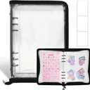 Sticker Storage Organizer Binder A5 Sticker Book Collecting Album Reusable Sticker Collection Book with Pocket Zipper Sticker Holder Keeper Book for Adult Collecting Sticker (black)