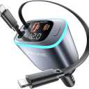 iPhone Car Charger, Retractable Fast USB C Phone Charger, 4 in 1 Cigarette Lighter Adapter with 2 Cables 30 Inch and 2 USB Ports, Multi Port USB Car Charging for iPhone 17/16/15/14/13/Pro Max