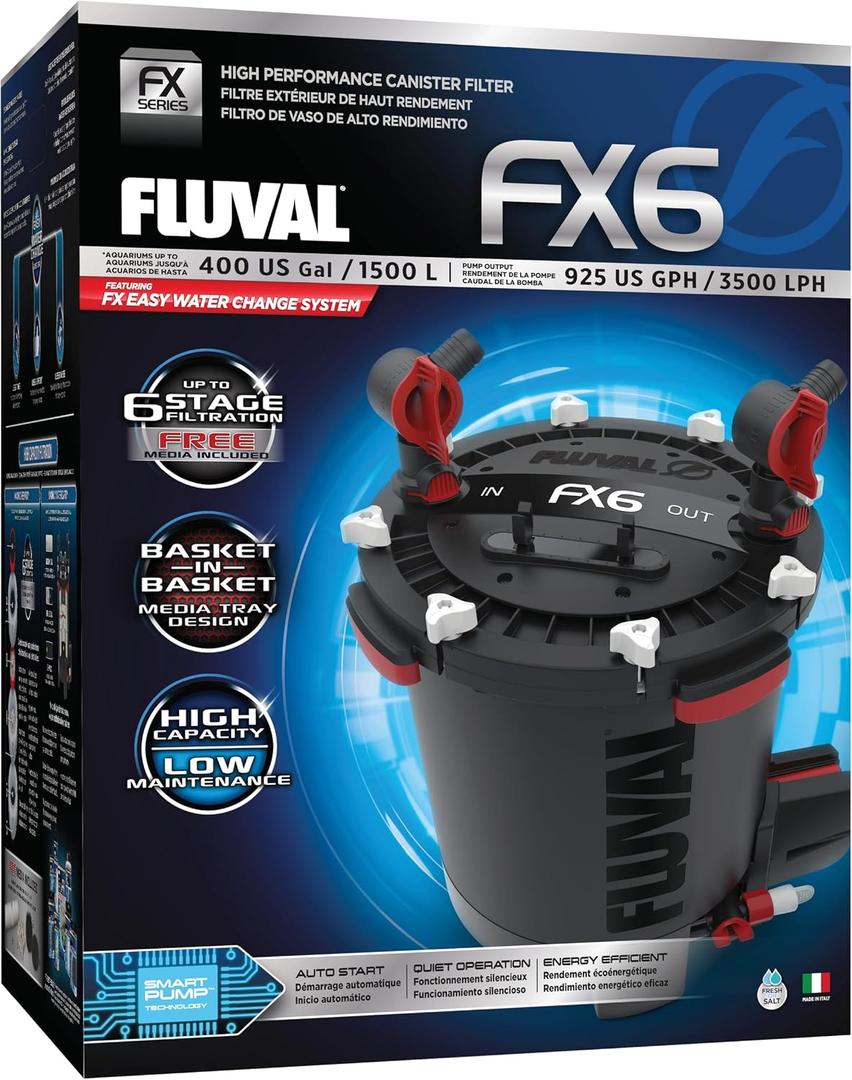 Fluval FX6 High Performance Canister Filter for Aquariums Up to 400 Gallons