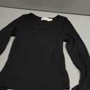 Women's Square Neck T Shirt Slim Fit Long Sleeve Going Out Tops Stretchy Basic Tees Black S