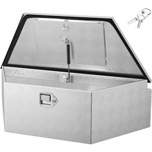 VEVOR Trailer Tongue Box, Heavy Duty Trailer Tongue Tool Box Storage Organizer with Lock & Keys, Utility Tool Chest for Pickup Truck Bed, RV, SUV, Off-Road Vehicle, Aluminum, 39" x 16.5" x 12", Silver
