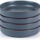 famiware Mercury Pasta Bowls Set of 4, 33 oz Large Salad Bowls, Ceramic Pasta Plates Bowls, Serving Bowls for Kitchen, Microwave & Dishwasher Safe, Charcoal