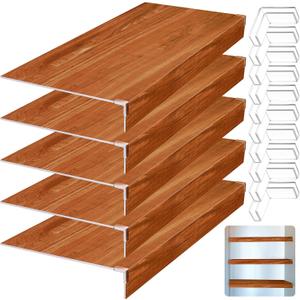 Hoolerry 5 Pcs 32 x 12 Inch Foamed PVC Wire Rack Covers for Removable Closet Decoration(Not Wood) Don't Bear Too Much Weight Pantry Shelves Covers for Bathroom Kitchen Shelving(Dark Wood Color)