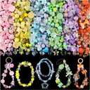 Assorted 260-320PCS Acrylic Beads For Bracelet Making, Flower Bow Butterfly Candy Gummy Bear Kawaii Aesthetic Beads,Cute Beads For Jewelry Making DIY Necklace Keychain Phone Charm(6 Colors) (6 COLOR SERIES-PINK+PURPLE+GREEN+BLUE+YELLOW+ORANGE)