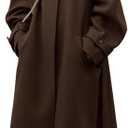 chouyatou Women's Winter Hidden Single Breasted Wool Coat Raglan Sleeve Business Long Wool Overcoat (Medium, Coffee)