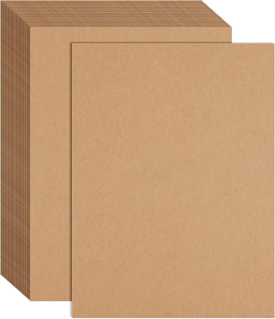 FEPITO 60 Sheets Kraft Paper 8.5 x 11 Inches Brown Paper Letter Size Craft Paper Sheets for Printing Labels DIY Arts and Craft