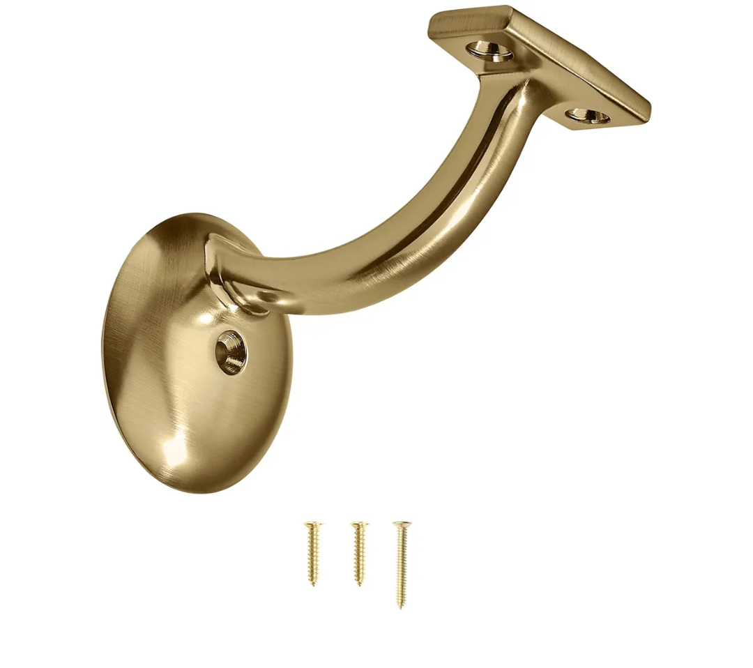 khtumeware 2 Pack Champagne Bronze Hand Rail Bracket Heavy Duty Hardware for Stairways, Home or Office Vintage Stair Support Handrail Brackets