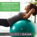 Gaiam Exercise Ball, Total Body Anti-Burst Balance Ball with Textured Grip, For Core Strength, Pregnancy Exercises, Yoga & Active Seating Included Air Pump (Green)
