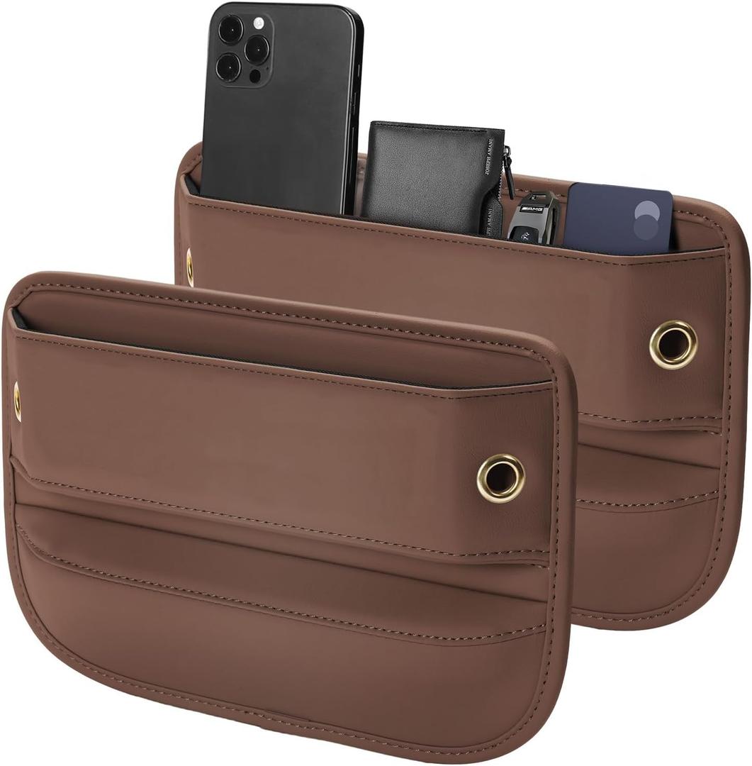 Universal Fit Car Seat Gap Filler Organizer, Premium Leather Car Organizers and Storage Car Accessories for Women/Men, Adjustable Gap Filler for Car SUV Truck (Brown, 2 Pack) Universal Fit Car Seat Gap Filler Organizer, Premium Leather Car Organizers and Storage Car Accessories for Women/Men, Adjustable Gap Filler for Car SUV Truck (Brown, 2 Pack)