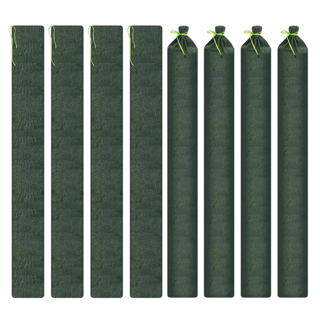 8PCS 6in6Ft Thickened Canvas Sand Bags for Flooding - Large Capacity, Reusable Sandbag Tubes with Drawstring, Green Flood Prevention Barriers Fits Home, Garage & Fence, Ideal Flood Supplies, Green