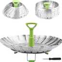 Consevisen Vegetable Steamer Basket for Cooking Food, Stainless Steel Veggie Steam Basket for Pot, Folding Expandable Steaming Insert with Extendable Handle Fits Various Size Pot, 7.1" to 11"