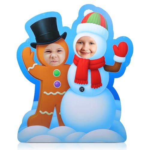 Chunful 4.2 ft Extra Large Winter Snowman & Gingerbread Man Cardboard Cutout Stand-up Life Size Christmas Winter Party Decoration Backdrop Photo Prop Standup Cut Out for Xmas Party Supply