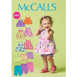 McCall Pattern Company M6912 Infants Reversible Top Dresses Bloomers and Pants, Size YA5