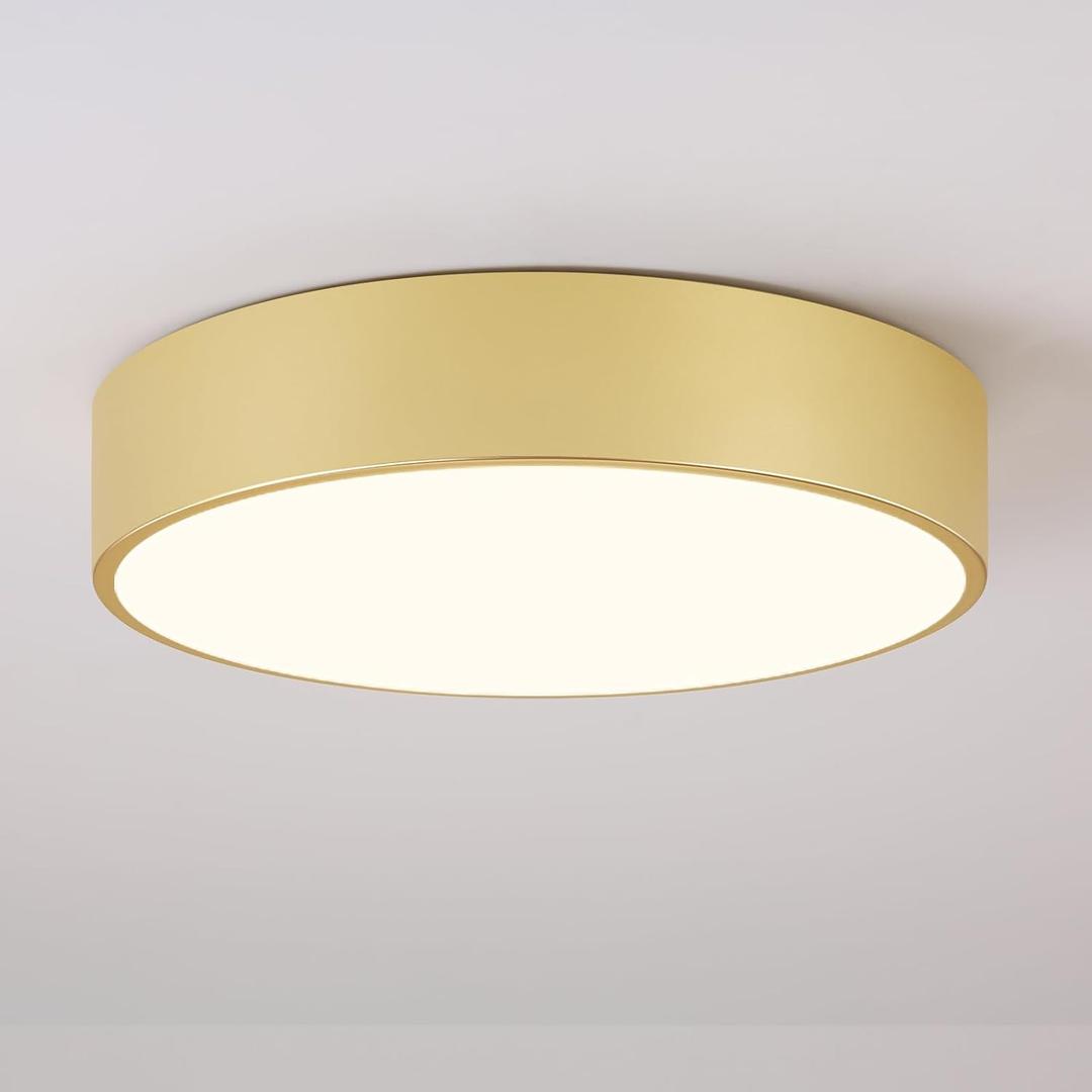 5CCT Modern Gold Close to Ceiling Light Fixtures,15.8 Inch Large Ceiling Lighting,Dimmable LED Ceiling Lamp for Bedroom, Living Room, Laundry Room