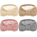 Whaline 4 Pack Twisted Knit Headbands Winter Knotted Head Wraps Fuzzy Lined Headband Thick Crochet Turban Ear Warmer Elastic Hair Band Accessories for Girls Women (Light Color)