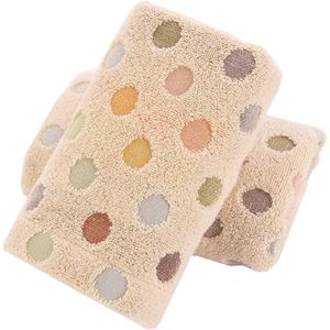 Pidada Hand Towels Set of 2 Colorful Polka Dot Pattern 100% Cotton Soft Absorbent Decorative Towel for Bathroom (Brown) (13.4 x 30)
