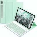 Galaxy Tab S10+ Plus/S9+ Plus/S9 FE+ Plus 12.4" /S8+/S7+/S7FE Tablet Case with Keyboard, Candy Colors Slim Protective Cover with Magnetic Detachable Keyboard with S Pen Holder, Mint Green