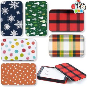 JOYIN 12PCS Holder Boxes Christmas, 4.33 x 2.6 x 0.6 Tins Money Cash Holders Unique for Xmas Holiday Birthday Present Decor, Party Favors, Silver Coin Boxes with Lids in 6 Designs